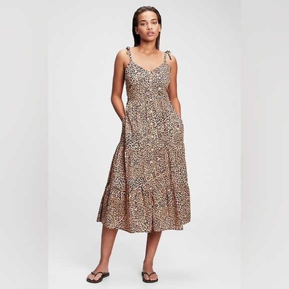 NWT GAP Tiered Cami Leopard Print button down Women's Dress with pockets Size 12 - Picture 15 of 15